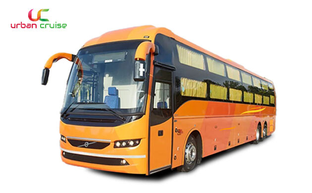 40 seater white coloured semi sleeper bus on rent in Mumbai
