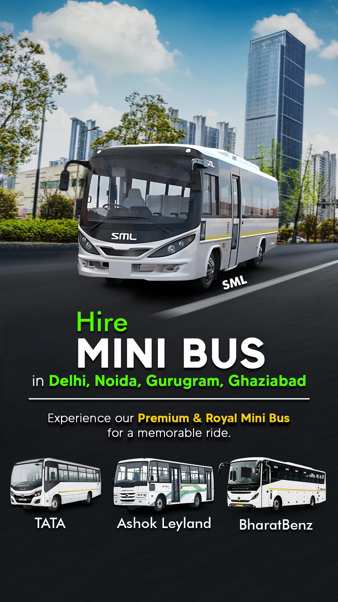 Hire Mini bus on rent in Delhi