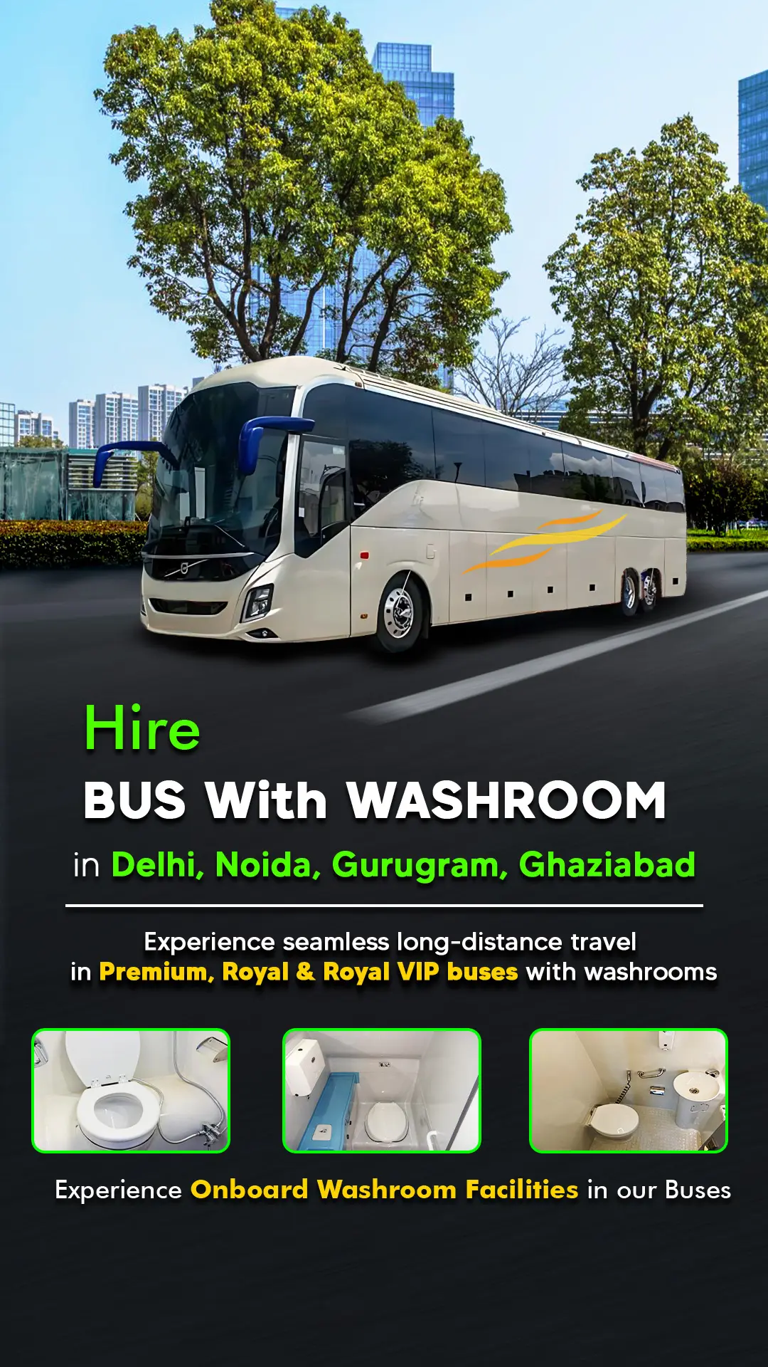 Bus With Washroom on rent in delhi - Urban Cruise