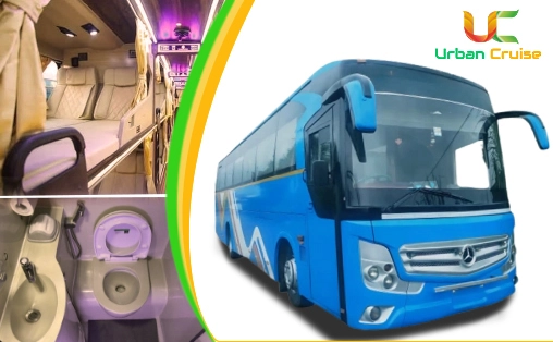 hire 32 berth  bharat benz bus with washroom rent in delhi