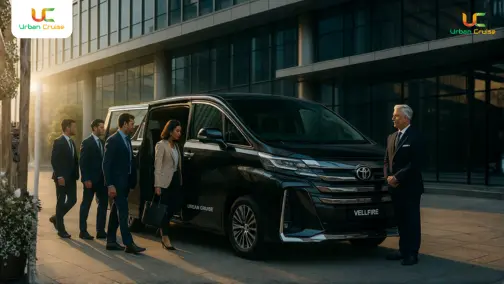 : Luxury Tempo Traveller for Corporate Events - professional 9-26 seater vehicle with air conditioning, comfortable seating, and luggage space for business transportation