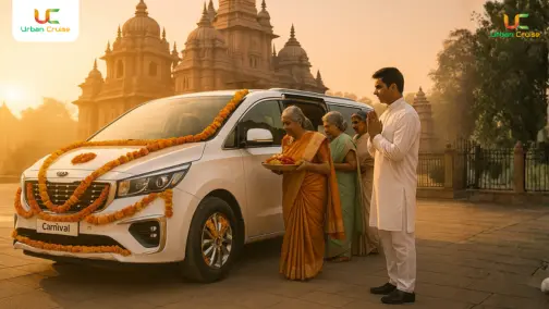 Luxury Tempo Traveller for Pilgrimage - comfortable 9-26 seater vehicle with air conditioning, spacious seating, and luggage space for religious journey groups