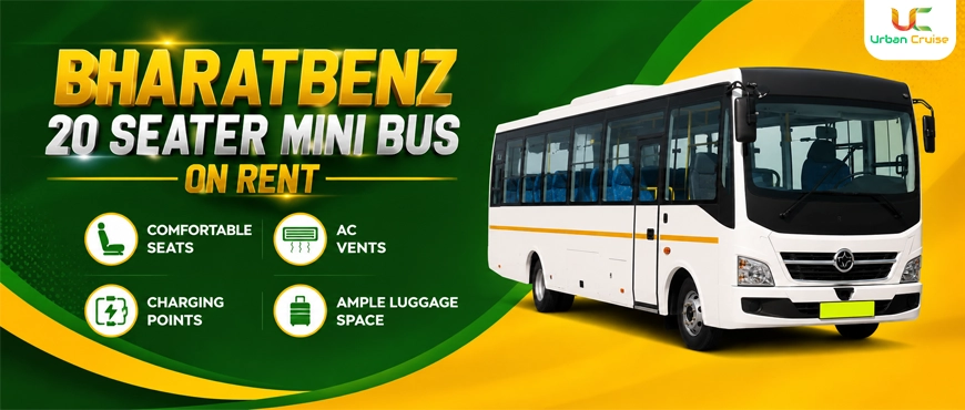 bharat benz 20 seater mini bus on rent in delhi