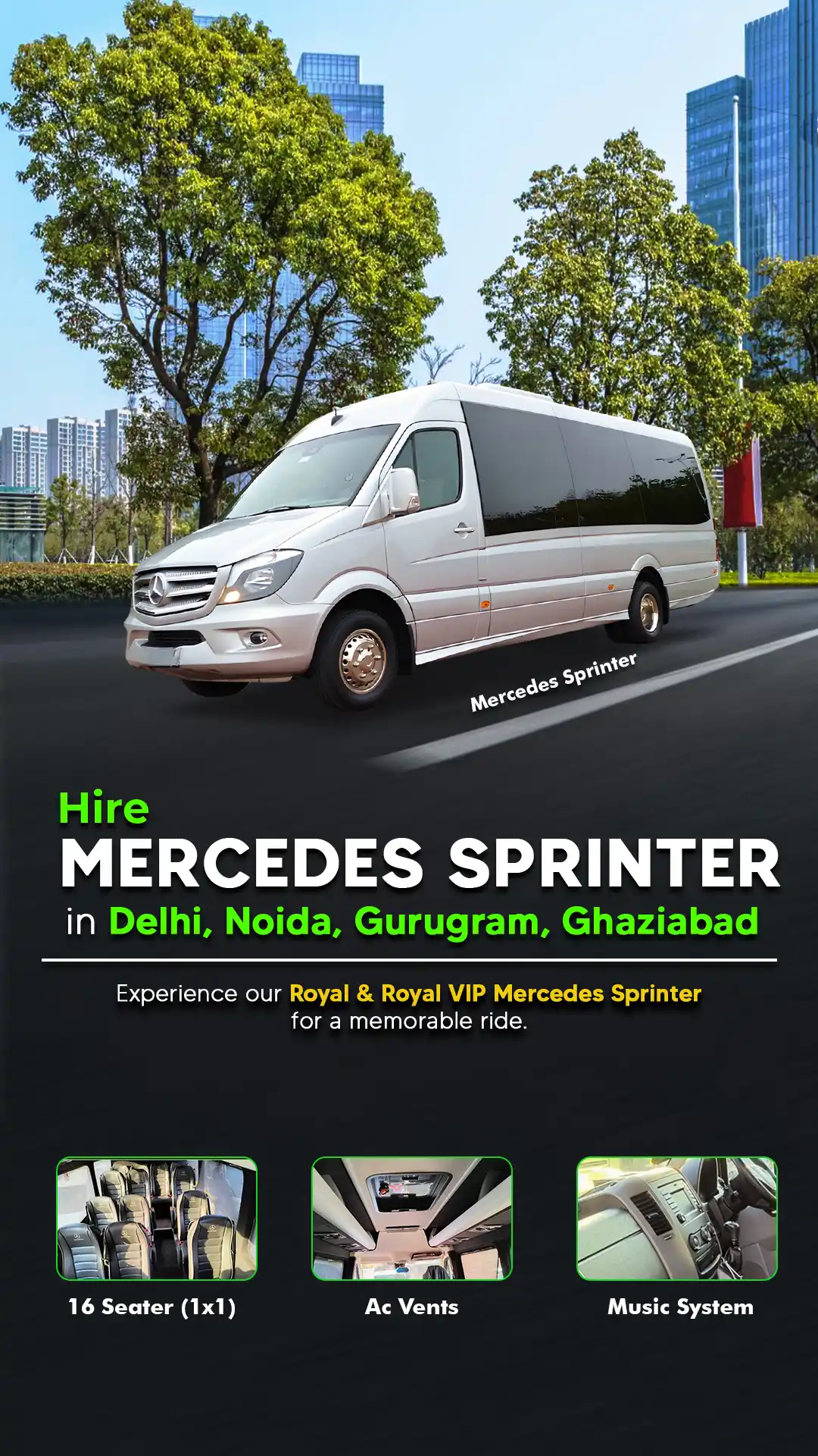 Merceds Sprinter rent in delhi- Urban Cruise