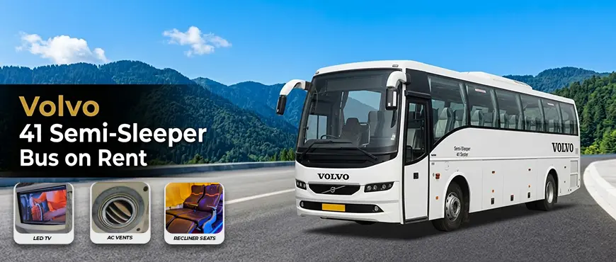 hire 41 seater volvo semi sleeper bus on rent in delhi
