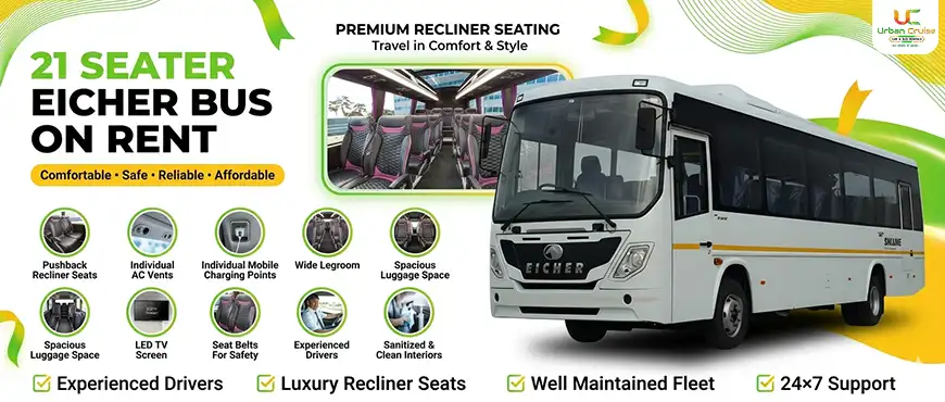 hire 21 seater eicher mini bus on rent