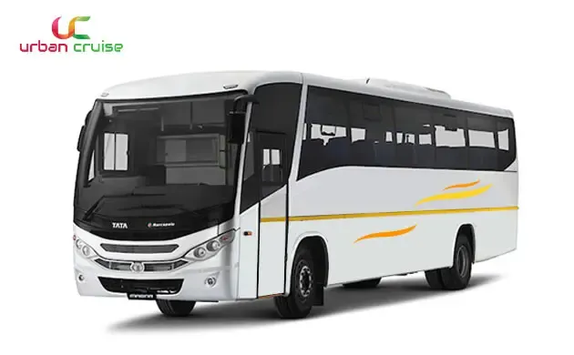 40 seater white coloured semi sleeper bus on rent in Mumbai