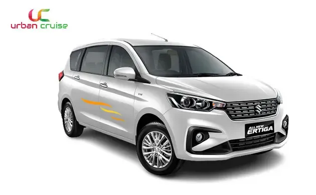 6 seater grey coloured Maruti Ertiga on rent in Mumbai