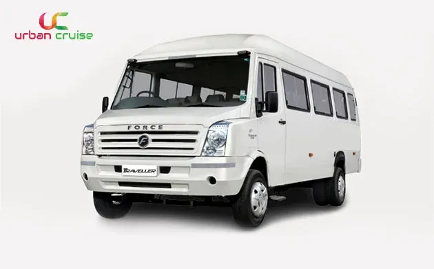 26 seater white coloured force tempo traveller on rent in Mumbai