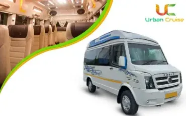12 seater white and brown coloured force tempo traveller on rent in Mumbai