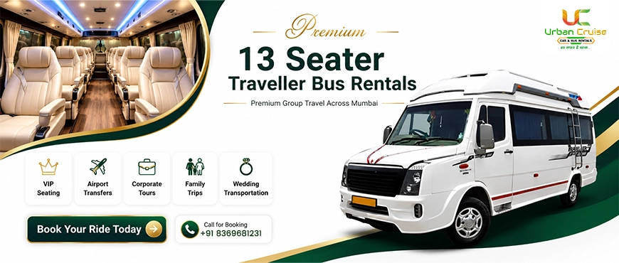 13 seater traveller bus rental in mumbai
