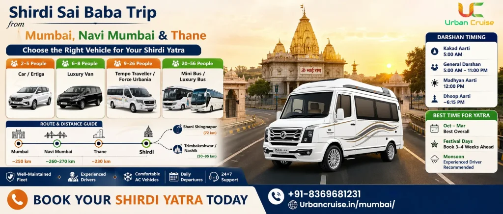 Luxury Vehicle Rental Service for Shirdi Trip from Mumbai