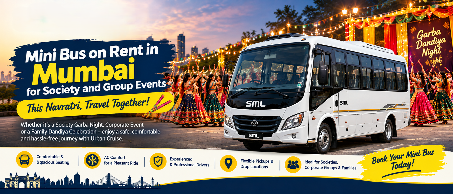 Hire mini bus for navratri events