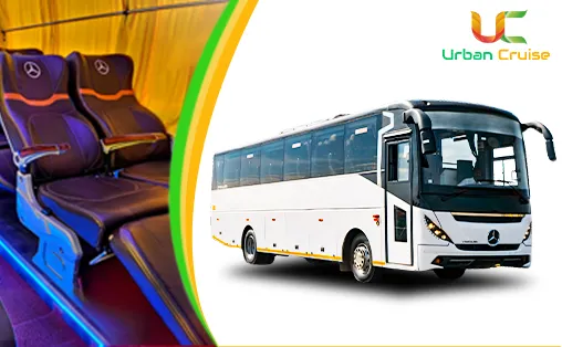 Bharat benz semi sleeper bus on rent in Delhi with urban crusie